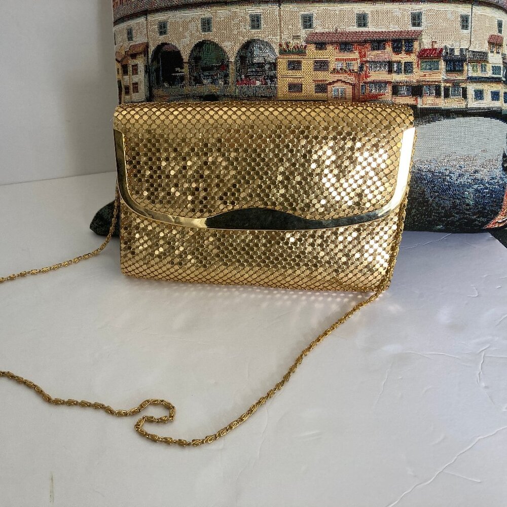 Marlo Vintage Gold Metal Cocktail Handbag with Chain